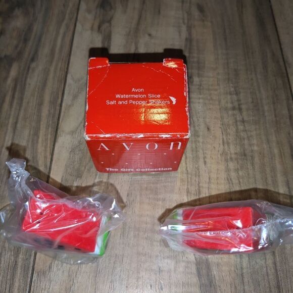 Vintage Avon Watermelon Slice Salt and Pepper Shaker Set NIB Camping BBQ Summer. - Picture 2 of 5